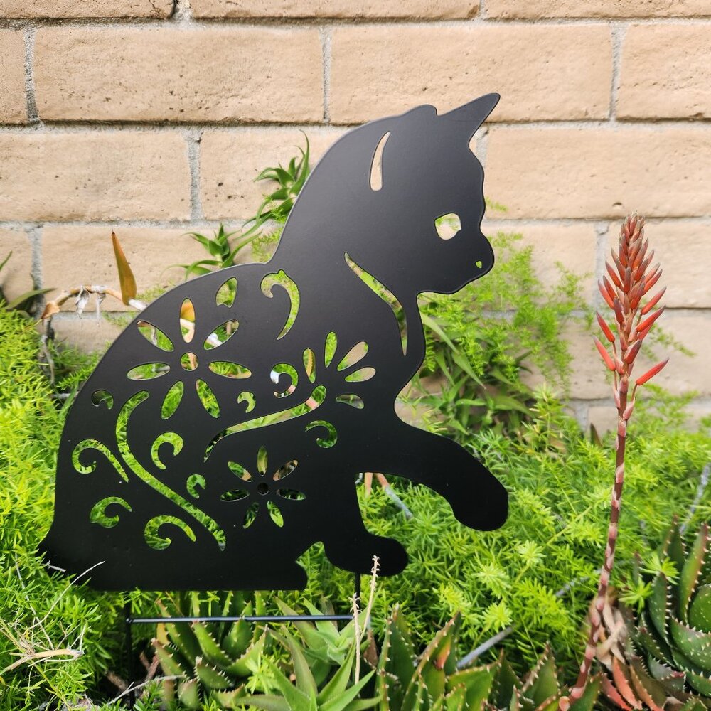 Silhouette Metal CAT Cut Out Garden Stake
